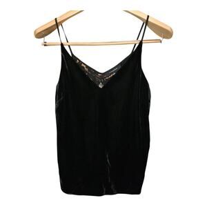 Atmosphere Cami Womens Size 4 Black Velvet Front Lace Back V-Neck Whimsigoth